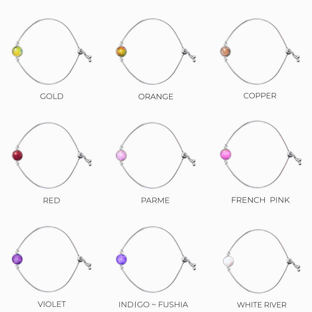 LONG EARRINGS IRISED – STEEL / HANDBLOW GLASS – MICROCOSMOSES UNIVERSE